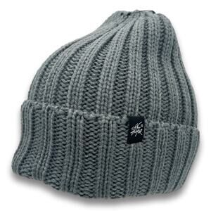 Gray Knit Cable Beanie Thick Warm Soft Long Cuffed Ski Cap Winter Snowboard Hat